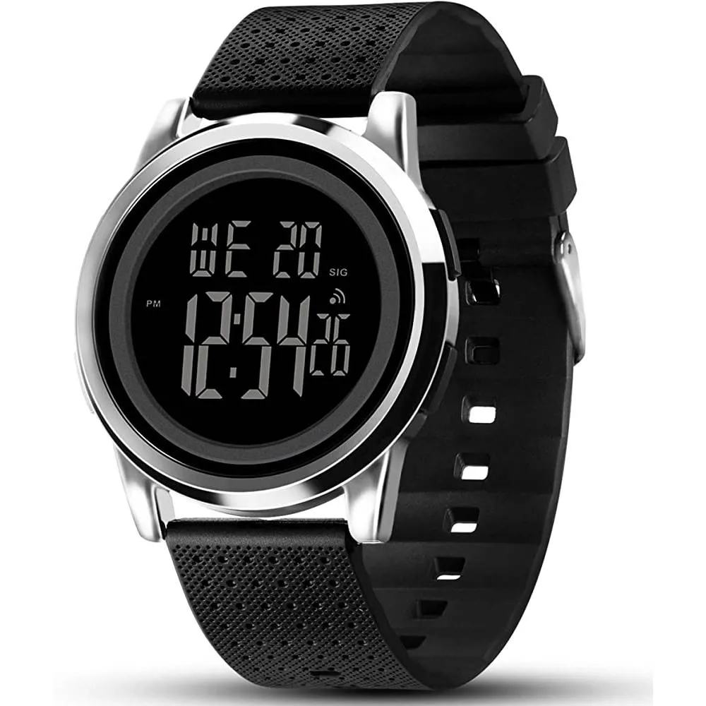 YUINK Mens Watch Ultra-Thin Digital Sports Watch Waterproof Stainless Steel Fashion Wrist Watch for Men Women