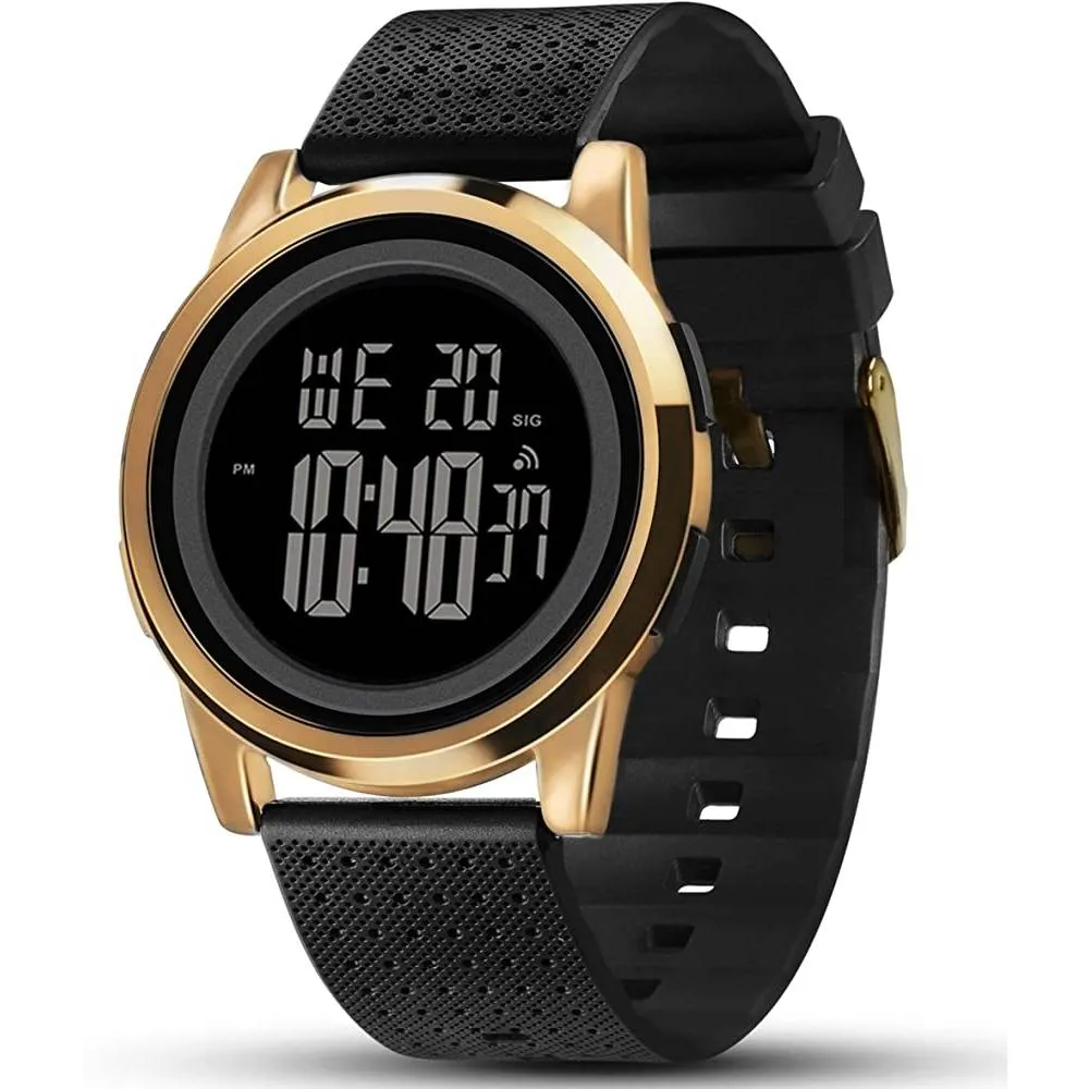 YUINK Mens Watch Ultra-Thin Digital Sports Watch Waterproof Stainless Steel Fashion Wrist Watch for Men Women