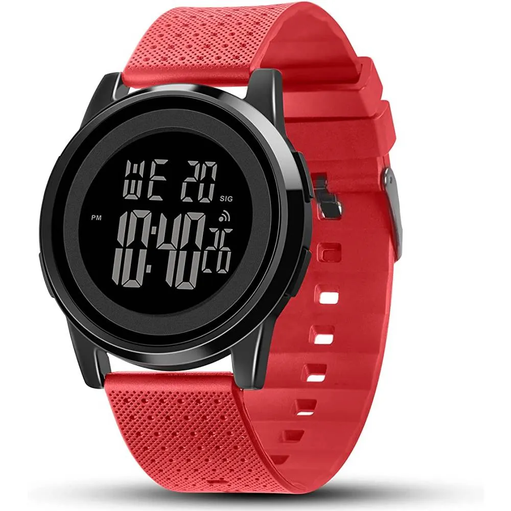 YUINK Mens Watch Ultra-Thin Digital Sports Watch Waterproof Stainless Steel Fashion Wrist Watch for Men Women