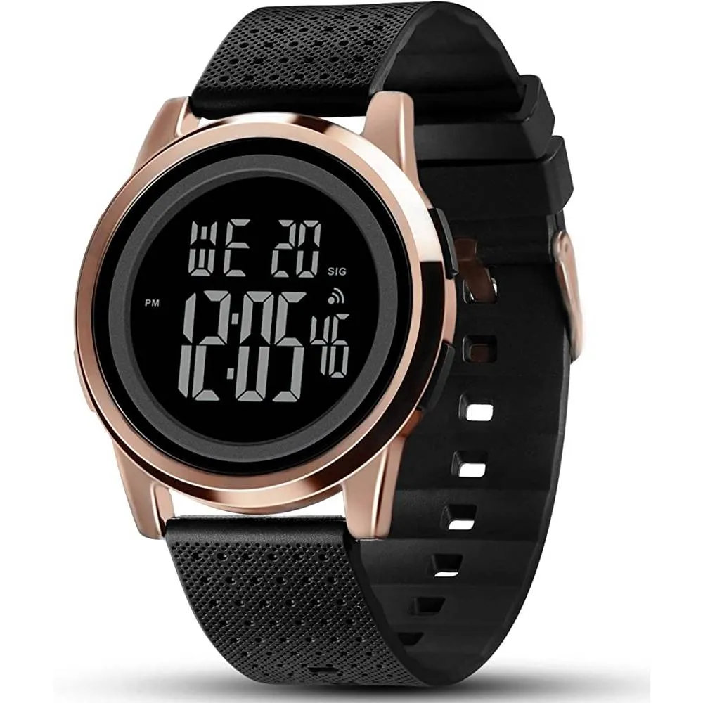 YUINK Mens Watch Ultra-Thin Digital Sports Watch Waterproof Stainless Steel Fashion Wrist Watch for Men Women