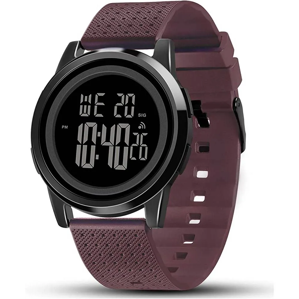 YUINK Mens Watch Ultra-Thin Digital Sports Watch Waterproof Stainless Steel Fashion Wrist Watch for Men Women