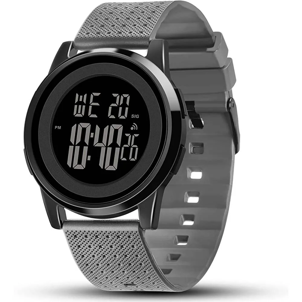 YUINK Mens Watch Ultra-Thin Digital Sports Watch Waterproof Stainless Steel Fashion Wrist Watch for Men Women